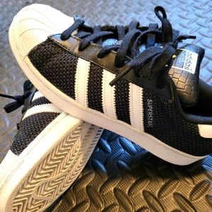 Adidas snake skin and tweed superstars